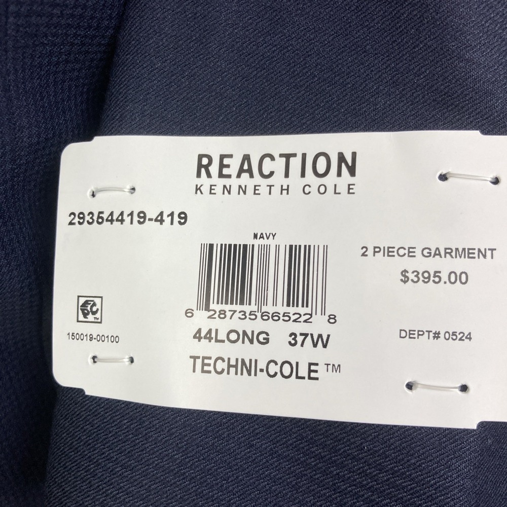 Kenneth Cole Reaction Men 2-pc Techni-Cole Suit Navy Jacket 44L Pant 37W 32L - Picture 9 of 14